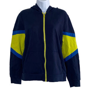 Athletic Hoodie Womens Size XL 14-16 Blue Yellow Interlock Jacket